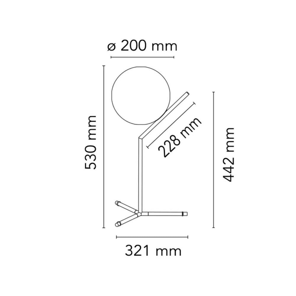 Dizajnerska stolna lampa Alaris, staklo, metal