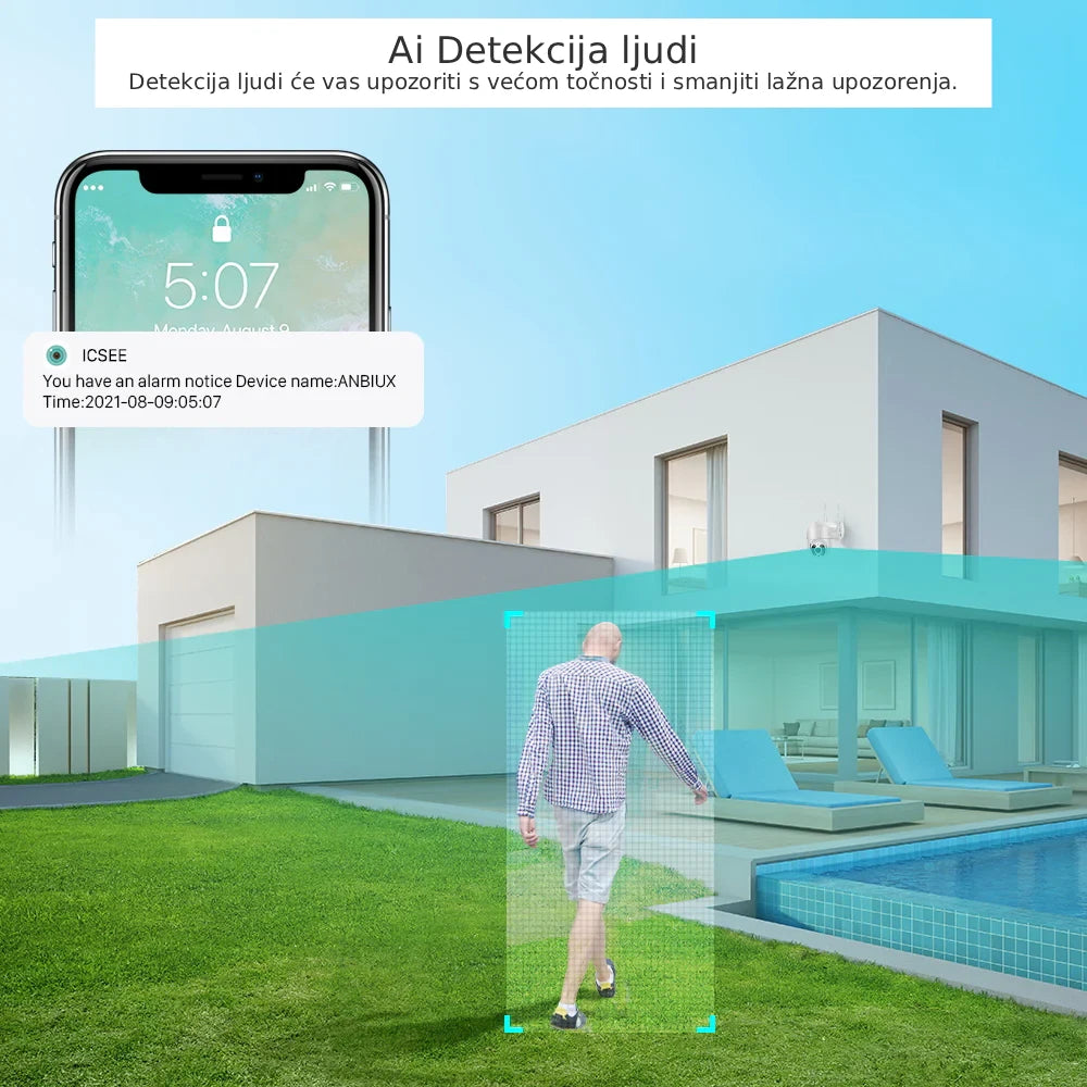Vanjska nadzorna kamera WiFi - noćni vid, detekcija pokreta, aplikacija