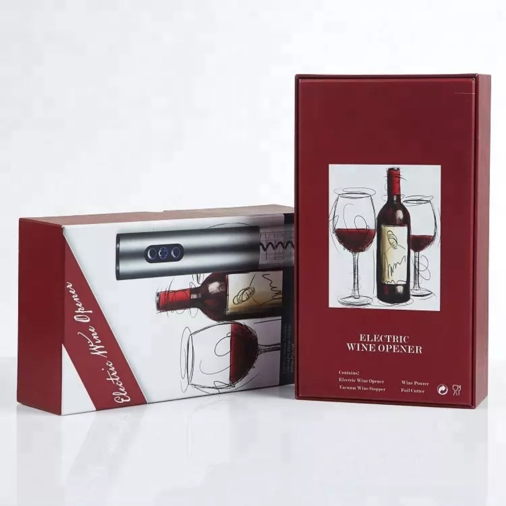 Set 4 u 1 za vino, električni otvarač, vakumski čep, aerator i rezač folije