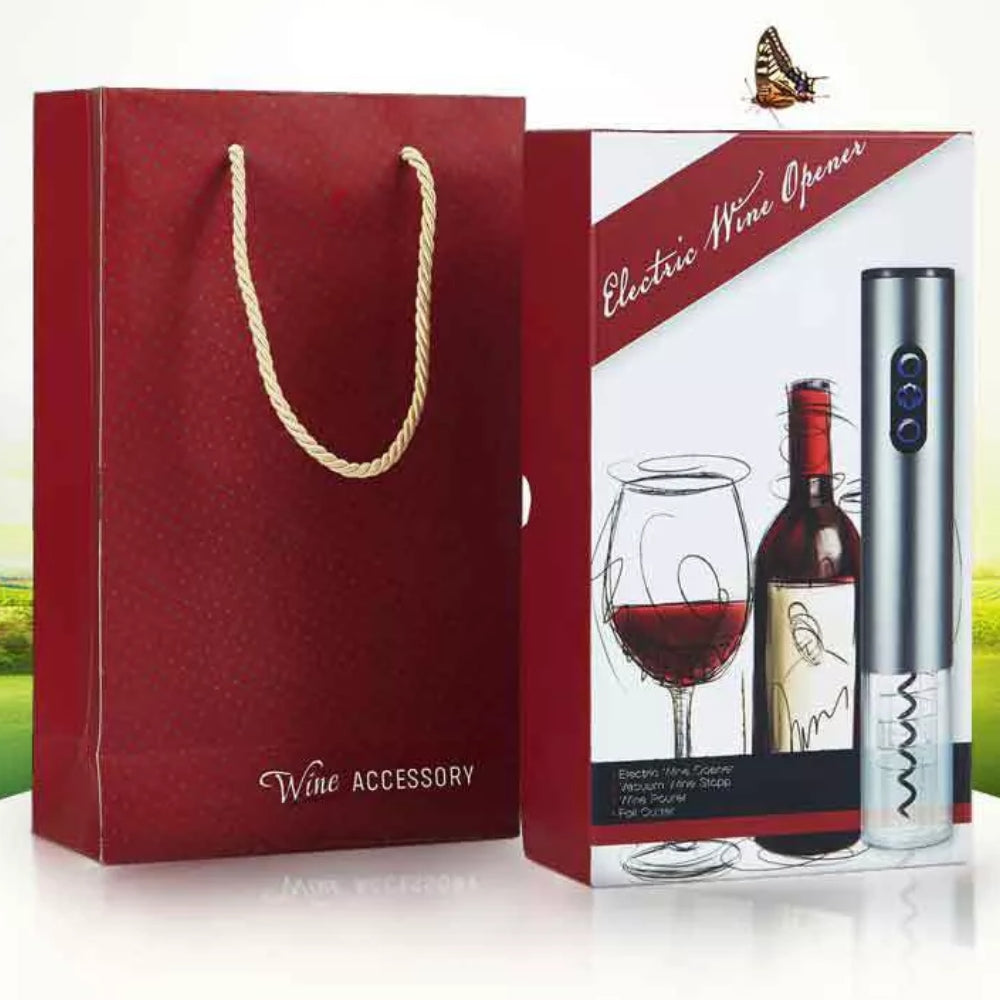 Set 4 u 1 za vino, električni otvarač, vakumski čep, aerator i rezač folije