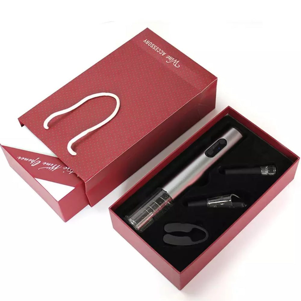 Set 4 u 1 za vino, električni otvarač, vakumski čep, aerator i rezač folije