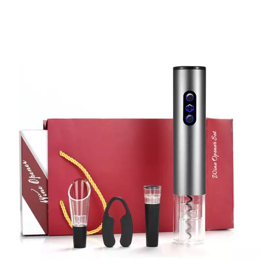 Set 4 u 1 za vino, električni otvarač, vakumski čep, aerator i rezač folije