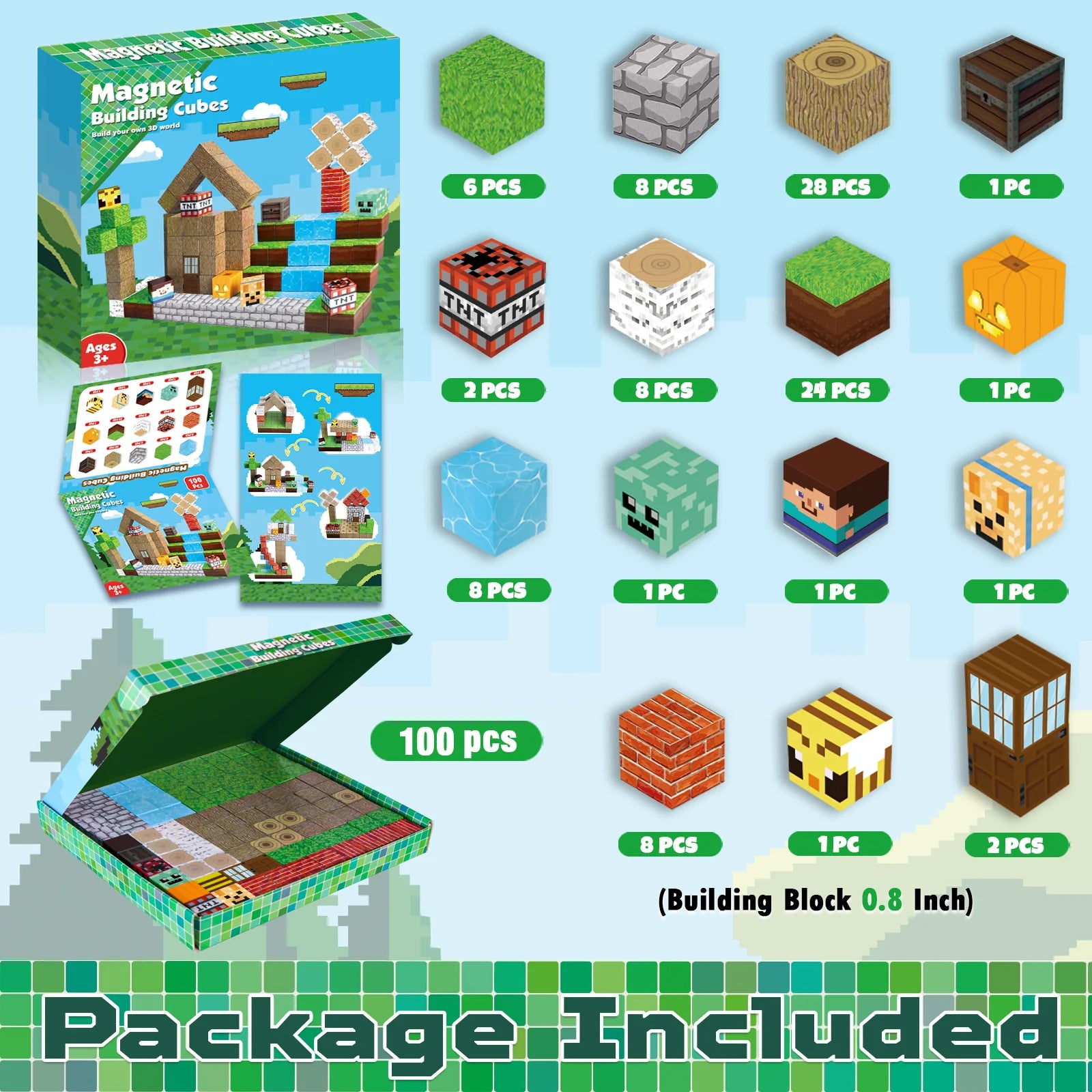 MAGNECRAFT Magnetic Blocks FOREST LIFE – 100 kom građevne magnetne kocke STEM za djecu 3+