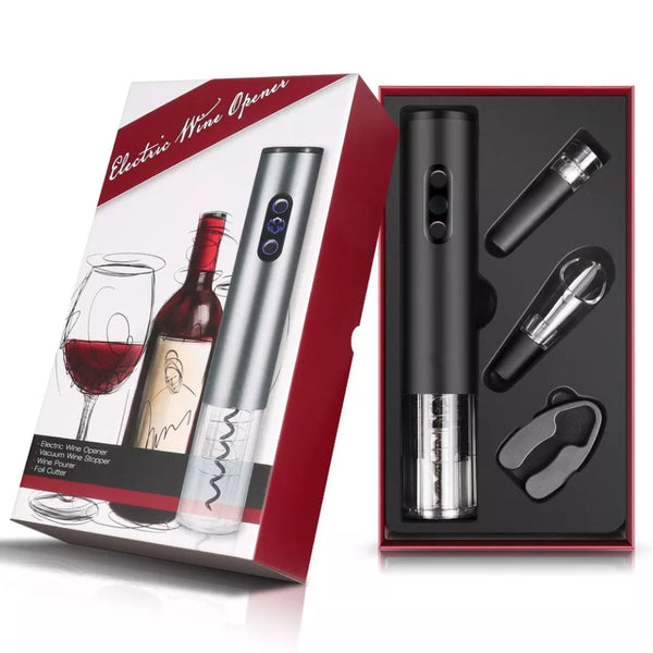 Set 4 u 1 za vino, električni otvarač, vakumski čep, aerator i rezač folije