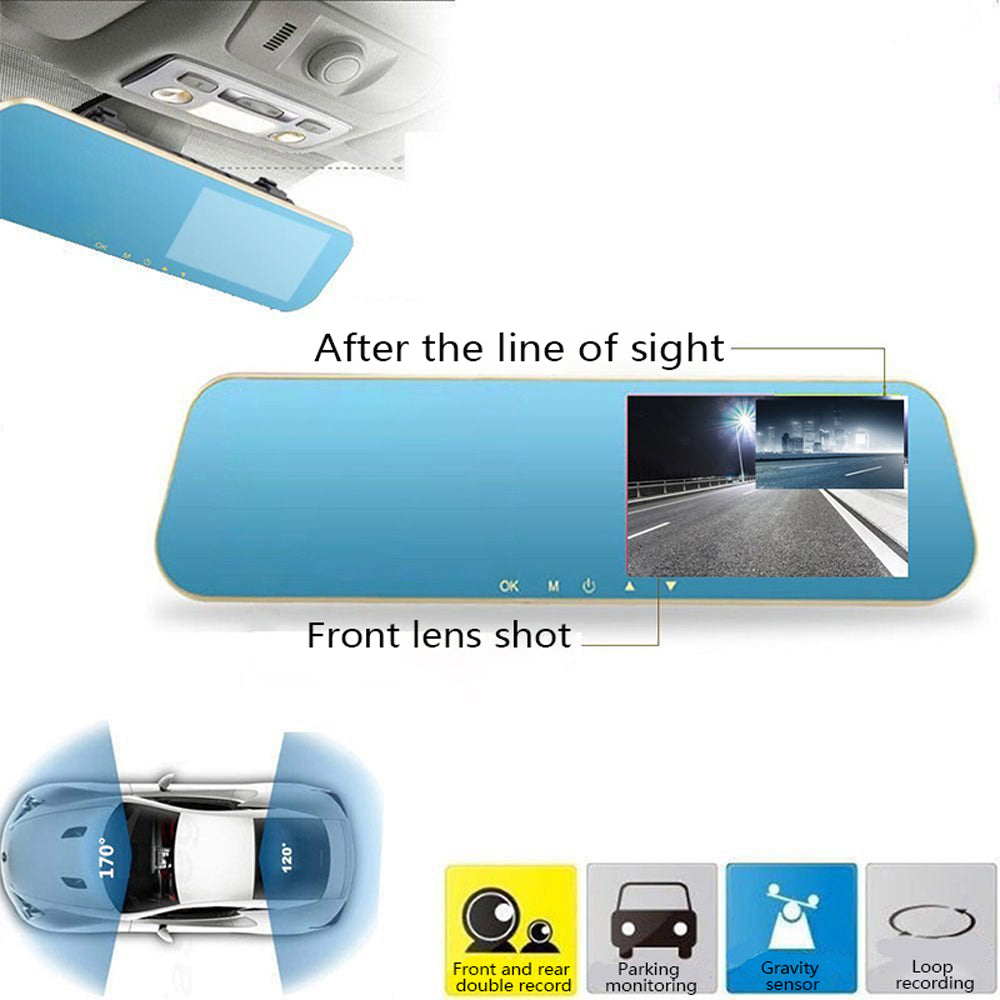 Auto Retrovizor Sa 4,3" LCD Ekranom, Snimačem I Dvije Kamere